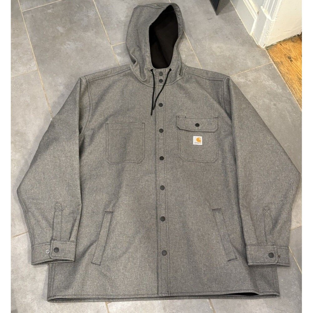 Carhartt Jacket Mens 2XL Gray Rain Defender Hooded Lined 105022 BKH Softshell
